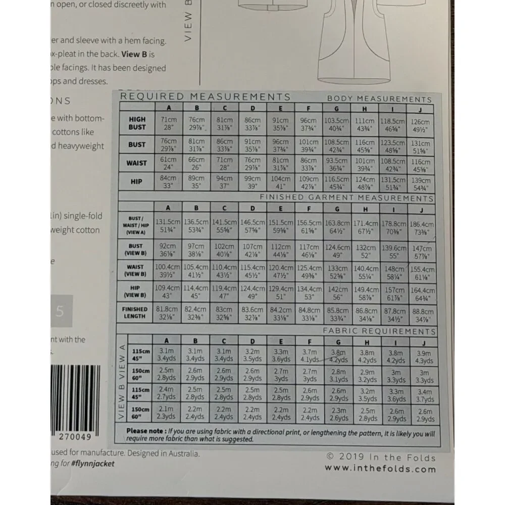 In the Folds Sewing Pattern Bundle Flynn Jacket #005 and Darlow Pants #004 UNCUT